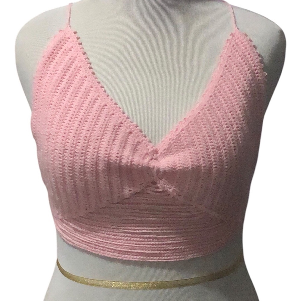 New Pink Handmade Crochet Crop Top